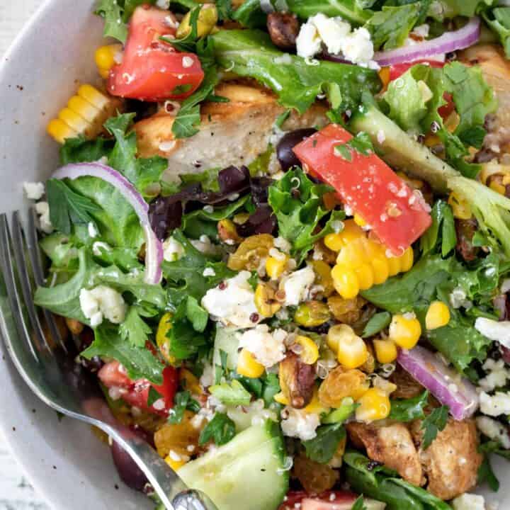 bowl of grilled chicken salad