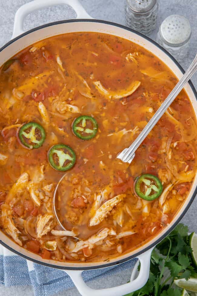 A pot of Mexican chicken soup.
