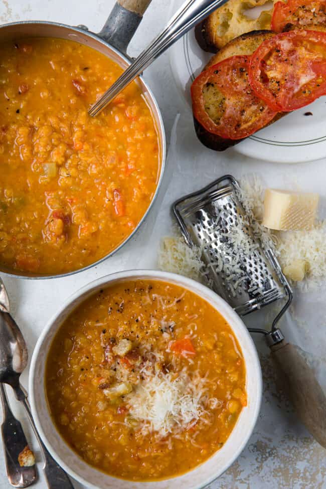 bowl of easy lentil soup