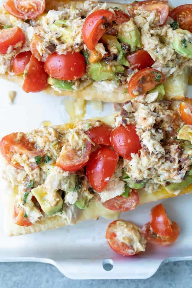 tray of tuna open faced sandwiches