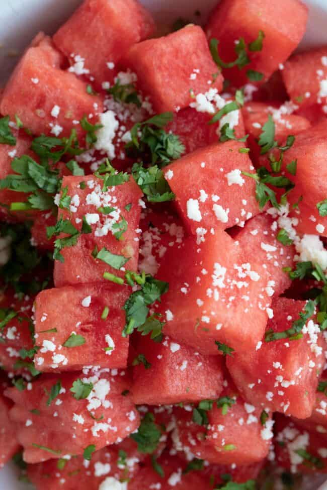 cubes of ripe watermelon