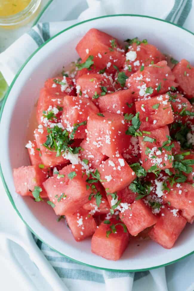 bowl of cubed watermelon 