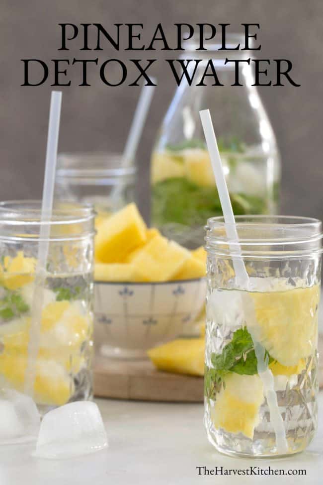 Three glasses filled with cut pineapple.