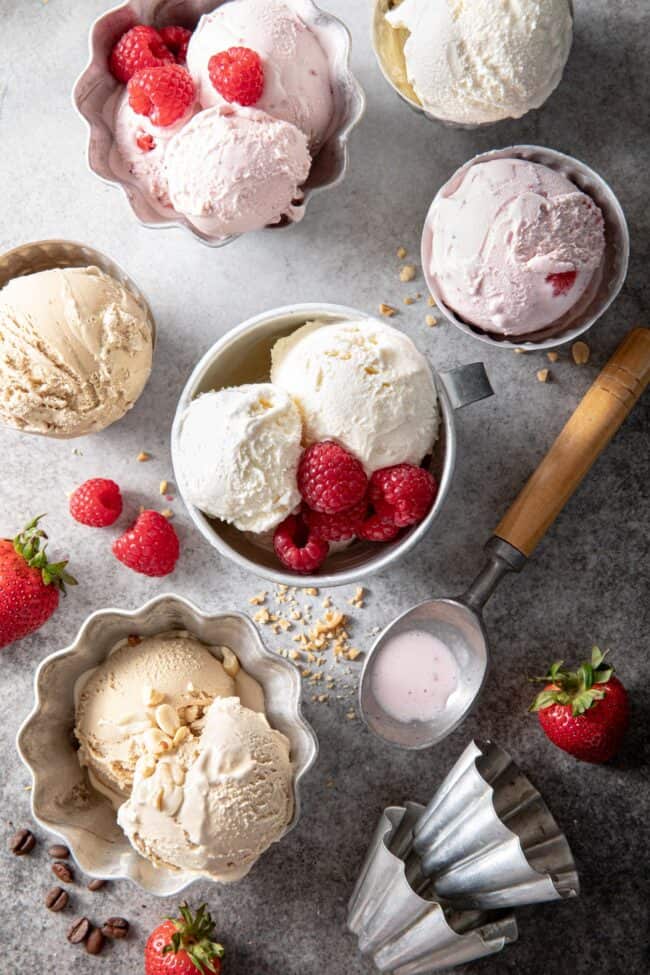 aluminum tart tins filled with scoops of ice cream to learn how many pints in a quart