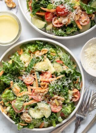 Lemon Kale Salad in a white bowl.