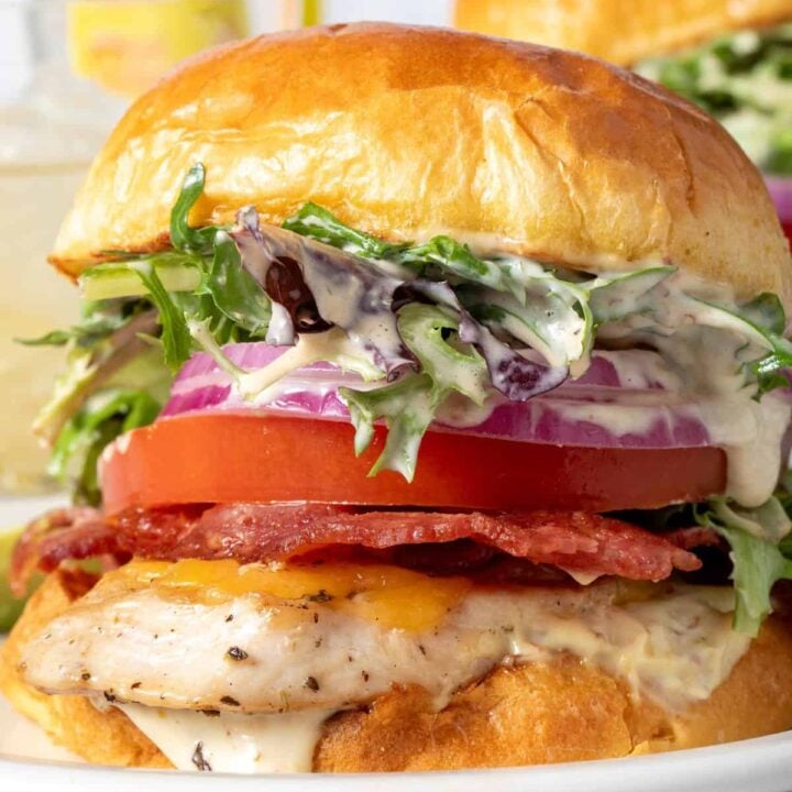 A Grilled Chicken Sandwich on a white plate.