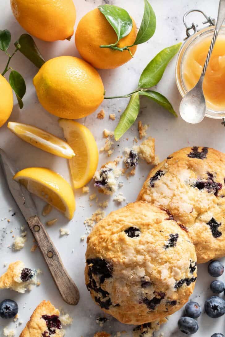 Baked blueberry scones.