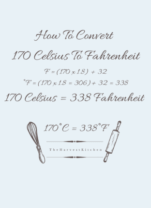 A diagram for how to convert 170 Celsius to Fahrenheit - 170c to f.