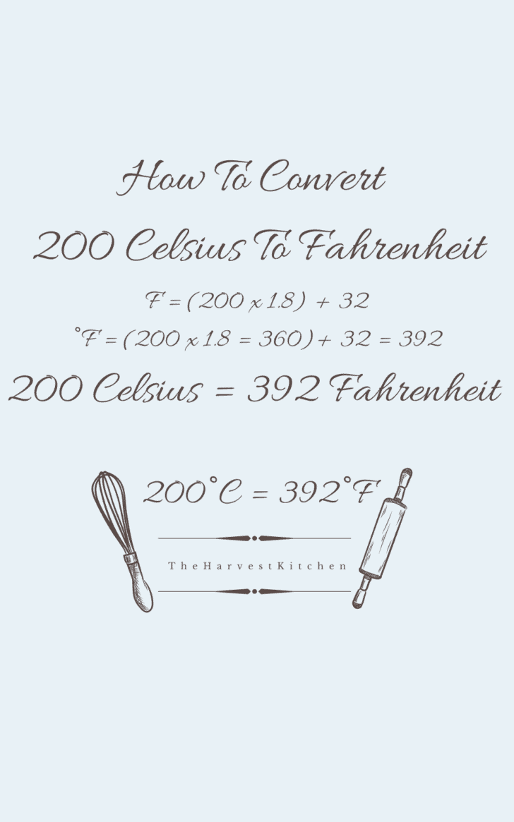 A diagram of How to Convert 200 Celsius to Fahrenheit.