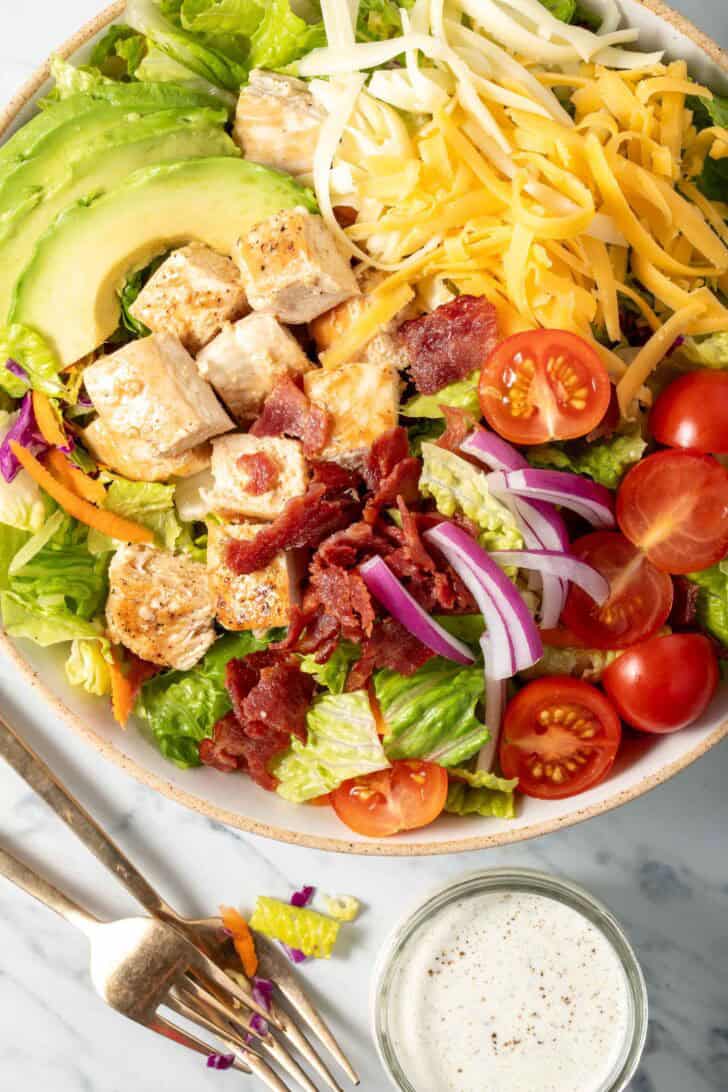 Bacon Chicken Ranch Salad in a bowl.