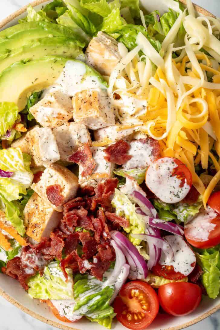 Chicken Bacon Ranch Salad in a bowl.