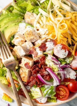 Chicken Bacon Ranch Salad in a bowl.