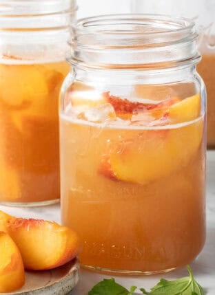 White Peach Juice in a mason jar.