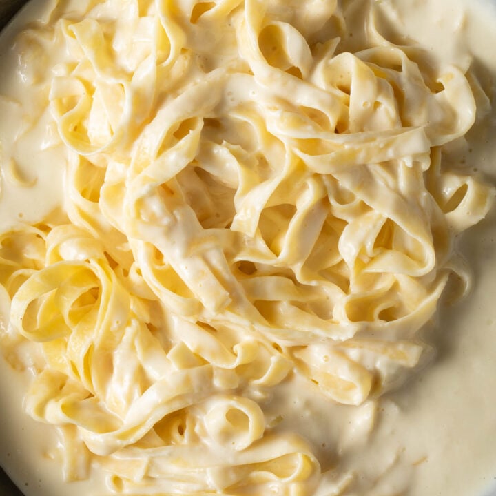 Homemade Alfredo Sauce in a pan.