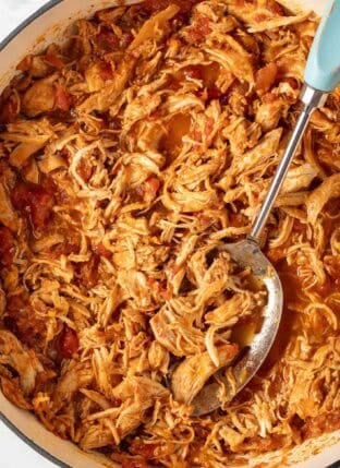 Mexican Shredded Chicken in a Dutch oven,