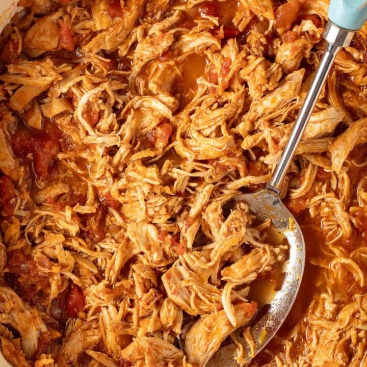 Mexican Shredded Chicken in a Dutch oven,