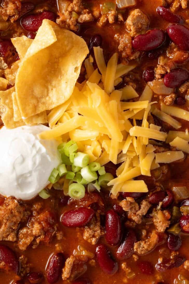 Crock Pot Chili in a bowl.