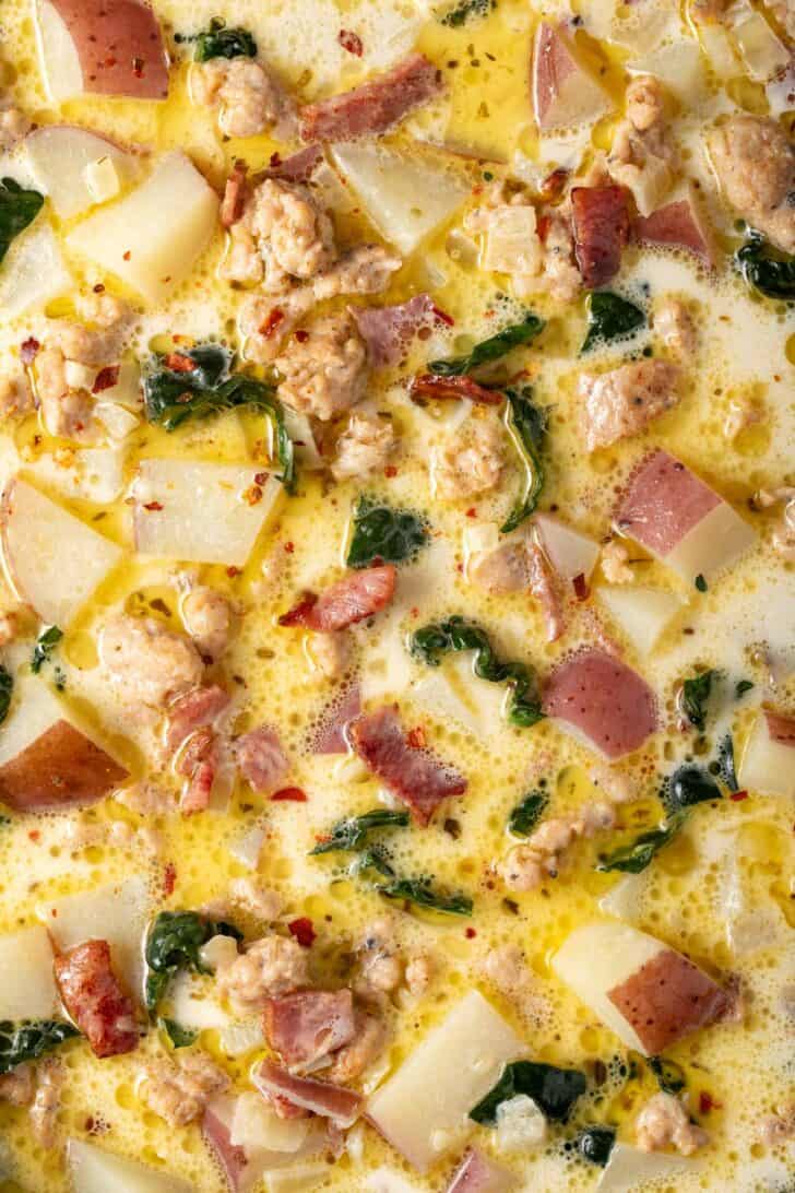 Zuppa Toscana Recipe Copycat Olive Garden Zuppa Toscana in a pot.