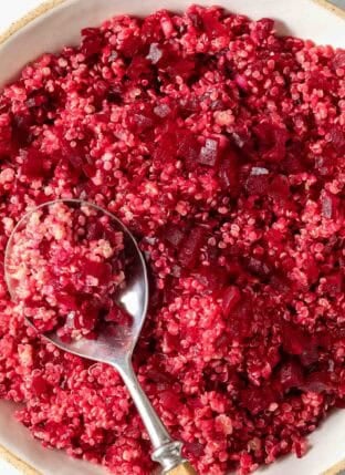 Beet Quinoa in a bowl.