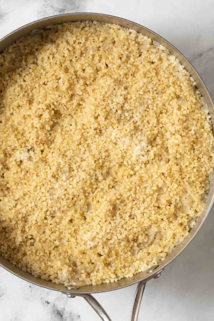How to Add Flavor to Quinoa Flavorful Quinoa in a pot.
