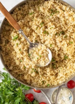 Seasoned Quinoa in a pot.