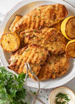 Grilled Lemon Chicken on a plate.