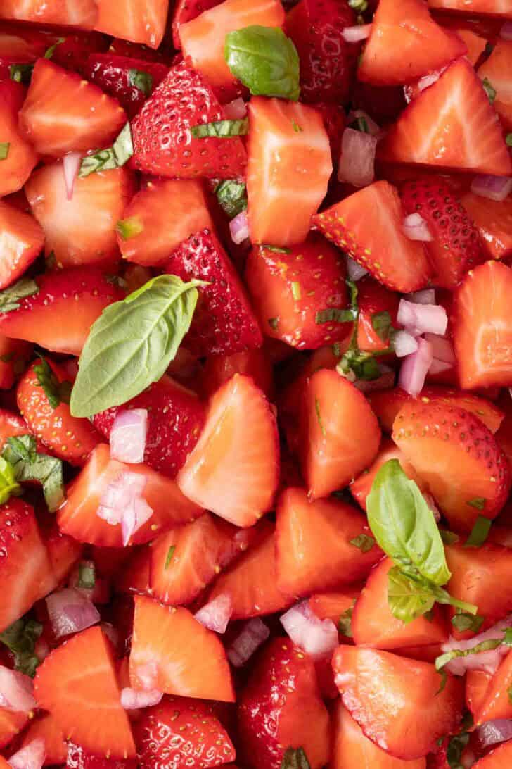 Strawberry Salsa Strawberry Salsa in a bowl.