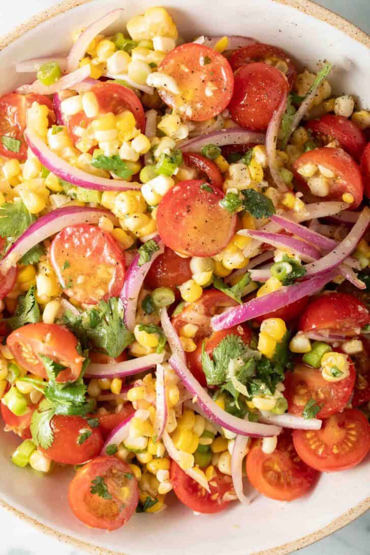 Tomato and Corn Salad Tomato and Corn Salad in a bowl.