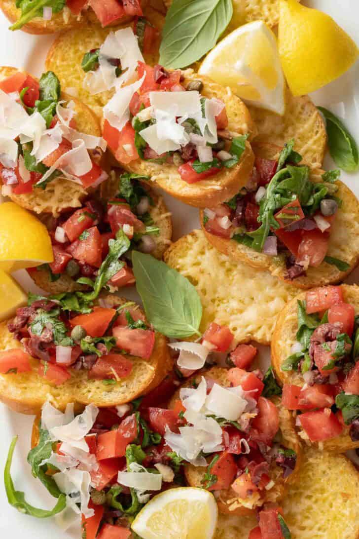 Italian Bruschetta Italian Bruschetta on a serving plate.