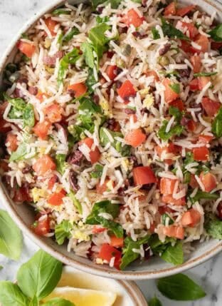 Italian Rice pilaf in a bowl.