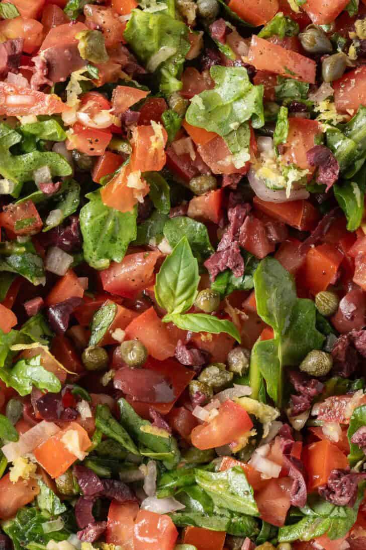 Italian Tomato Salsa Italian Salsa in a white bowl.