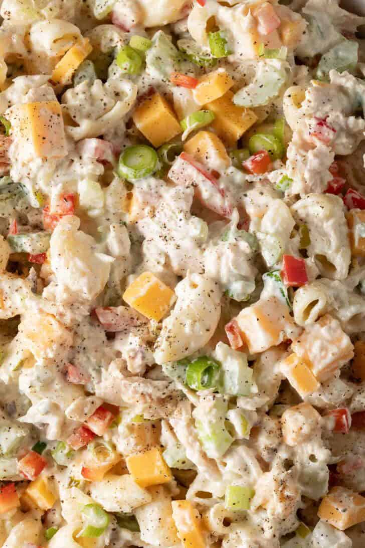 Macaroni Salad with Tuna Macaroni Salad with Tuna in a bowl.
