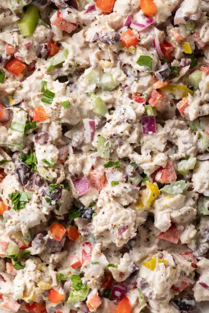 Italian Chicken Salad Italian Chicken Salad in a bowl.