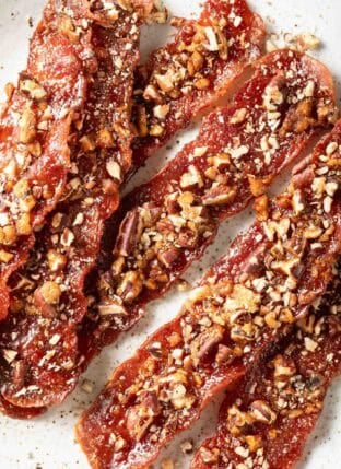 Candied Bacon on a plate.