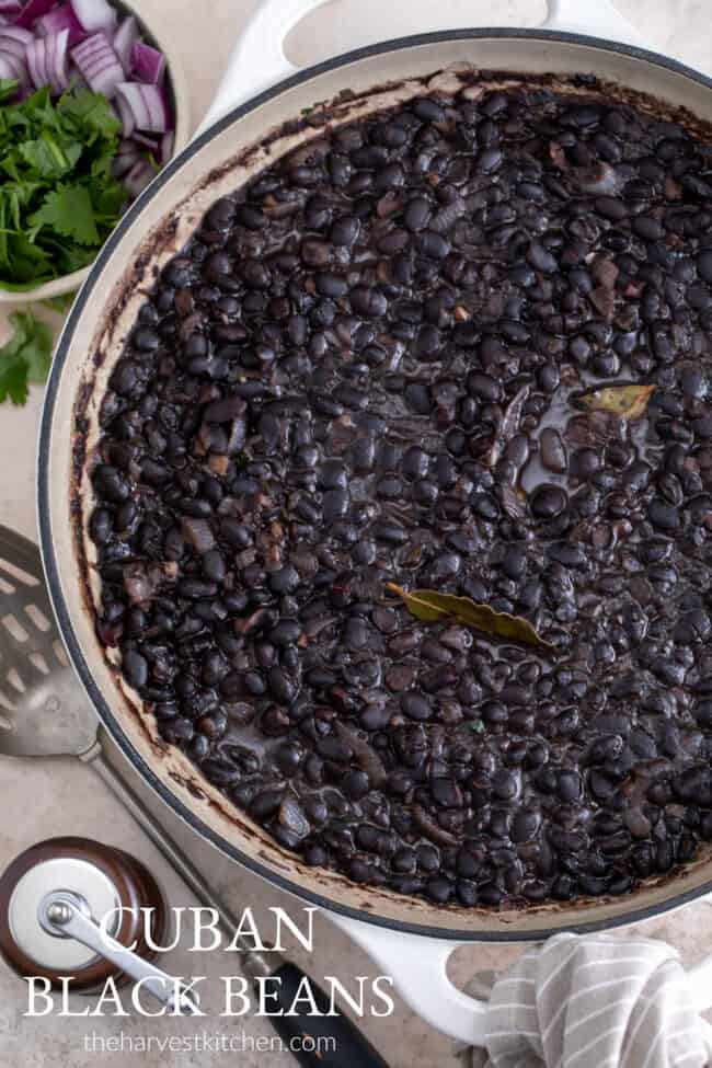 pan of cooked black beans