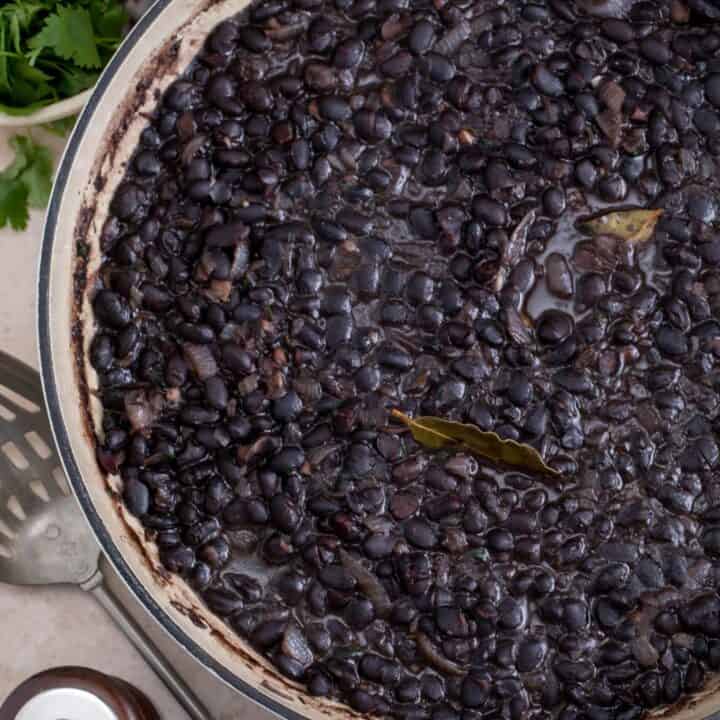 pan of cooked black beans