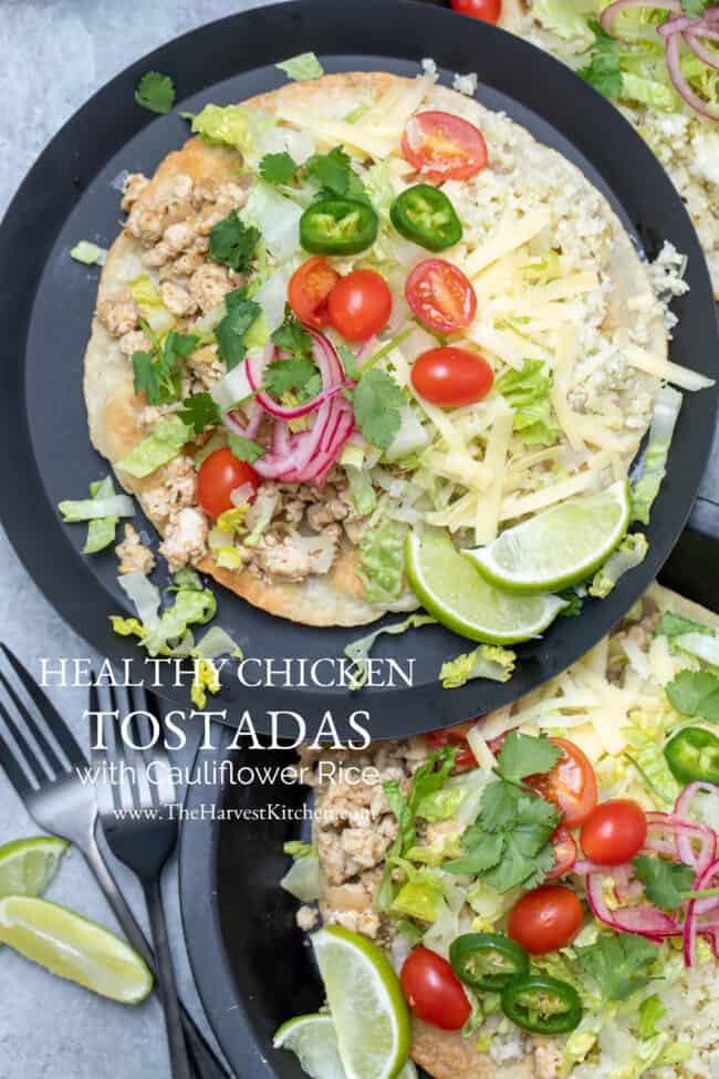 plate with ground chicken tostada